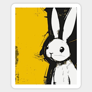 White Rabbit Portrait Sticker